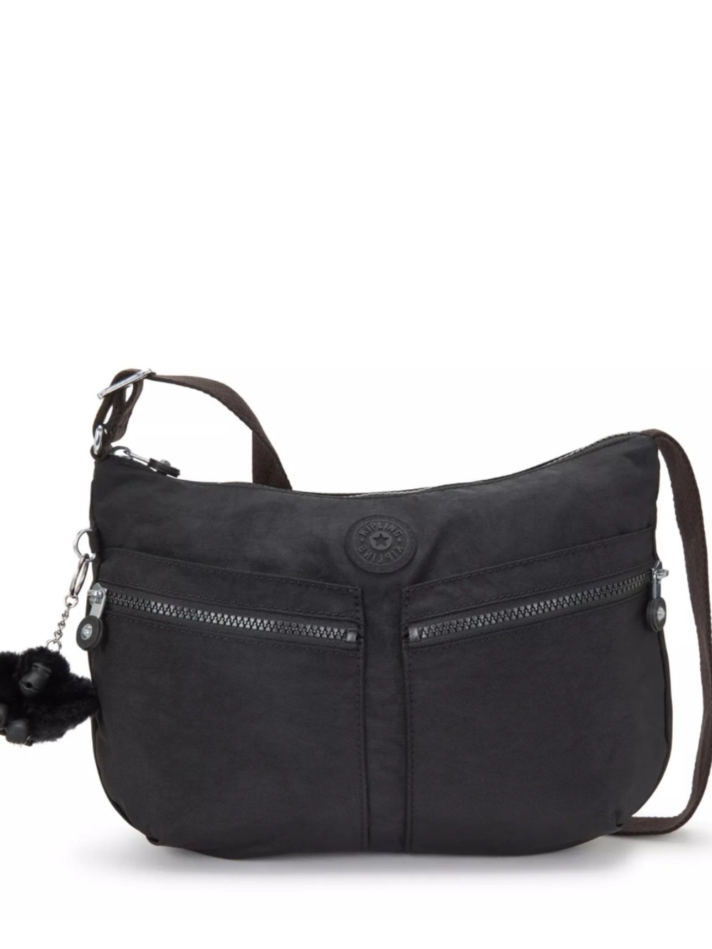 EUC Kipling black Izellah black Crossbody  bag with signature monkey keychain